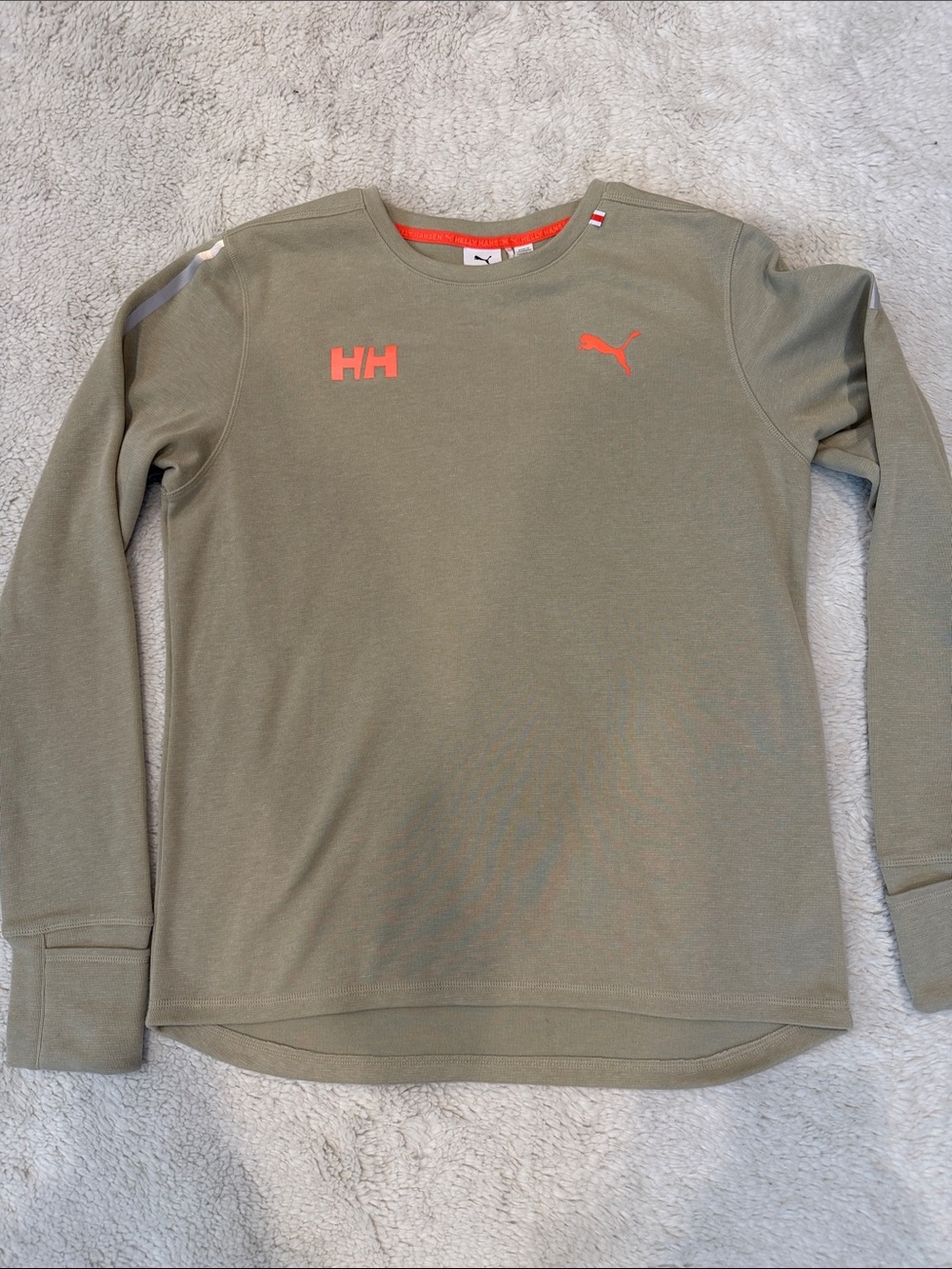 Helly Hansen / Puma Men’s light Cream/ Green Crewneck Sweatshirt